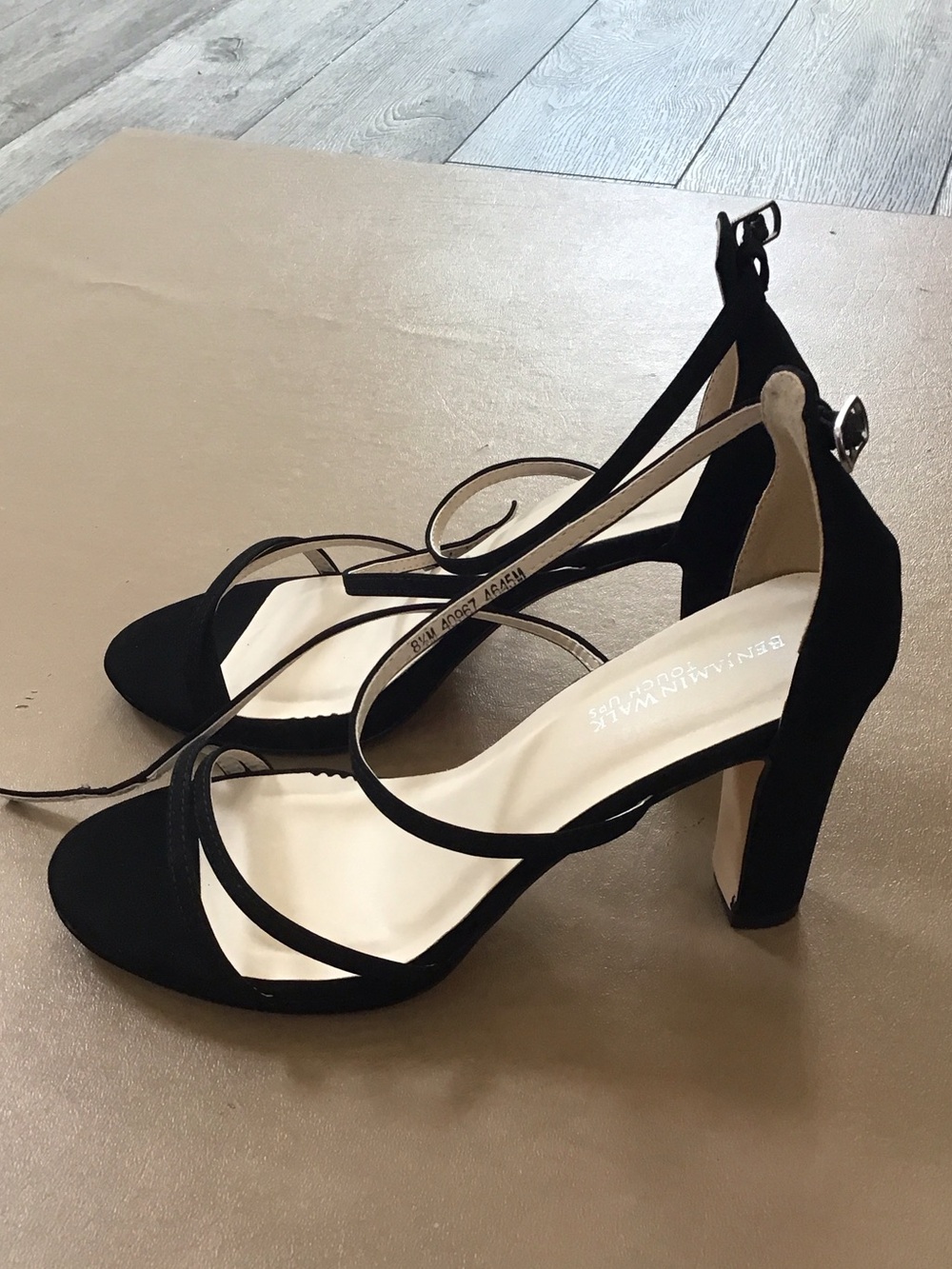 Benjamin Walk Black Strappy Block Heel Sandals